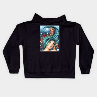 Koi Fish Underwater Ocean Girl Scene Kids Hoodie